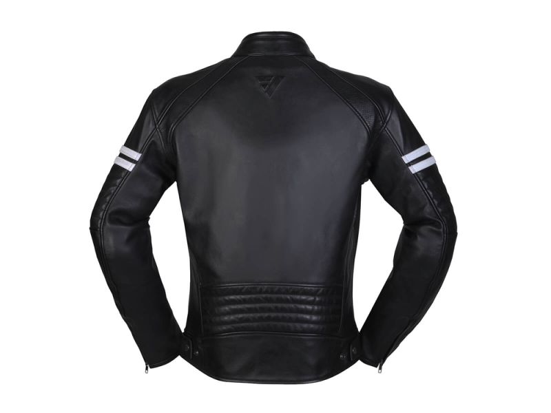Modeka août 75 veste de moto en cuir (noir / blanc)