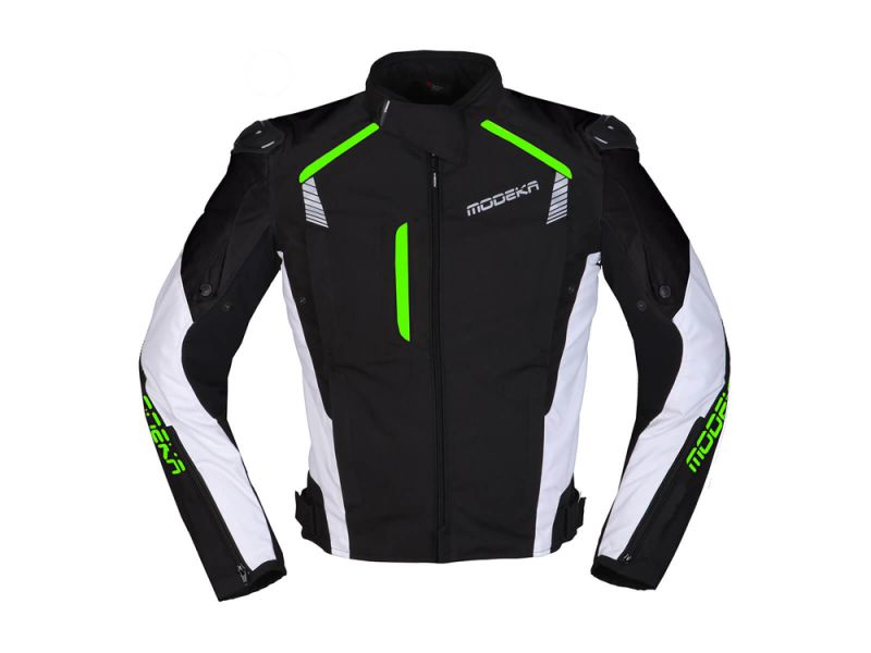 Modeka Lineos blouson de moto (noir / blanc / vert)