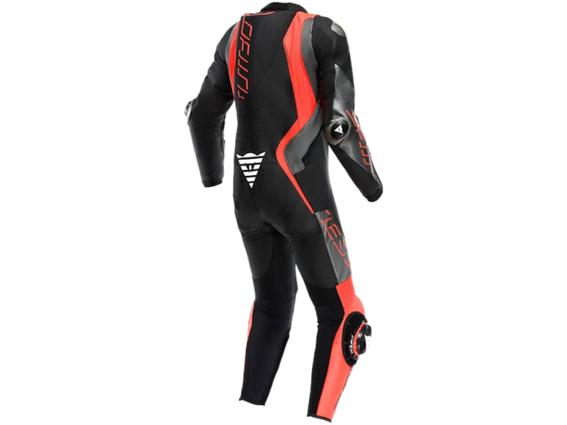 Dainese Audax D-Zip 1tlg. Perf. Lederkombi (Schwarz/Neonrot/Anthrazit)