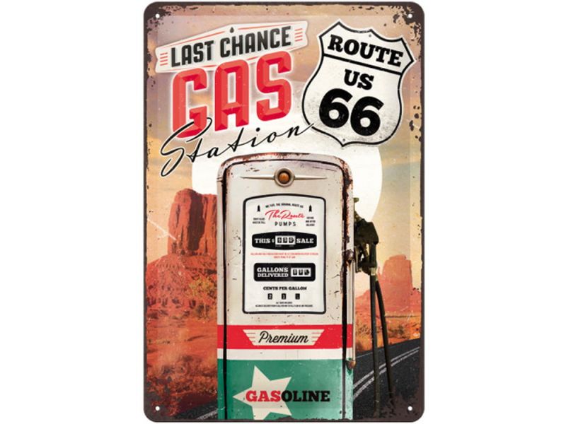 Nostalgic-Arts Route 66 Gas Station Plaque en métal (20x30cm)