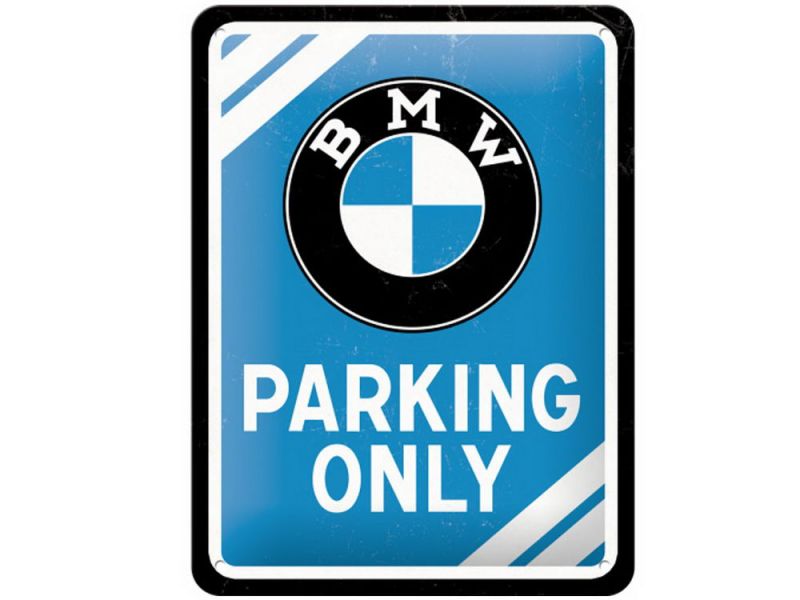 Nostalgic-Arts BMW Parking Only Blue Plaque en métal (15x20cm)