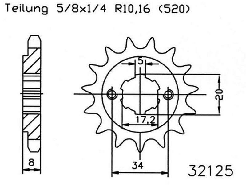 Esjot Pignon 16 dents (520 | 5/8x1/4 | 32125-16)