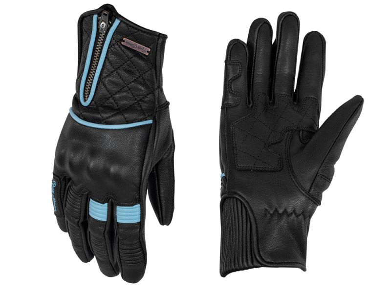 Rusty Stitches Lilly Motorradhandschuhe Damen (schwarz / pastellblau)