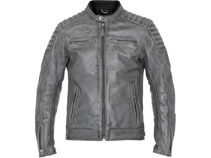 John Doe Storm blouson de moto en cuir pour hommes (gris foncé)
