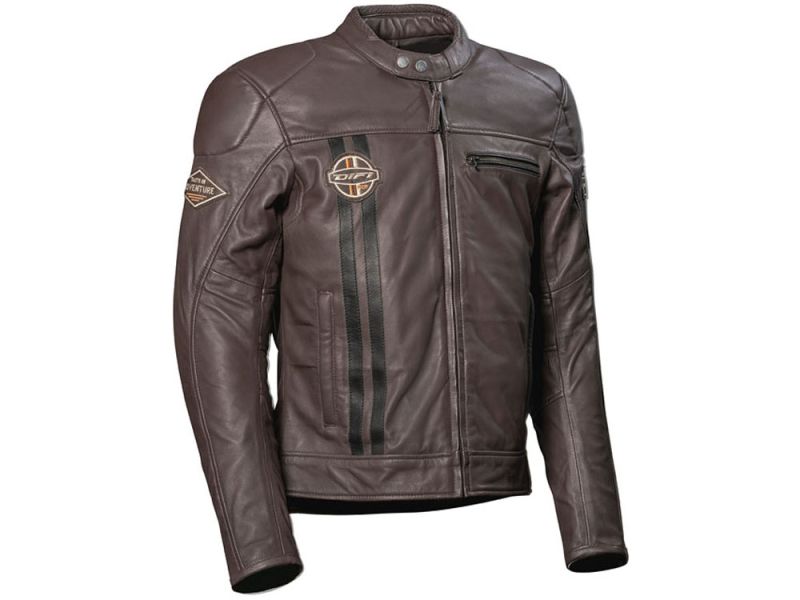 Veste de moto en cuir DIFI Boston (marron / noir)
