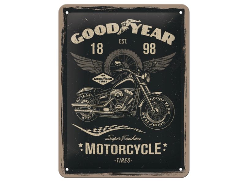 Nostalgic-Arts Goodyear Motorcycle Plaque en métal (15x20cm)
