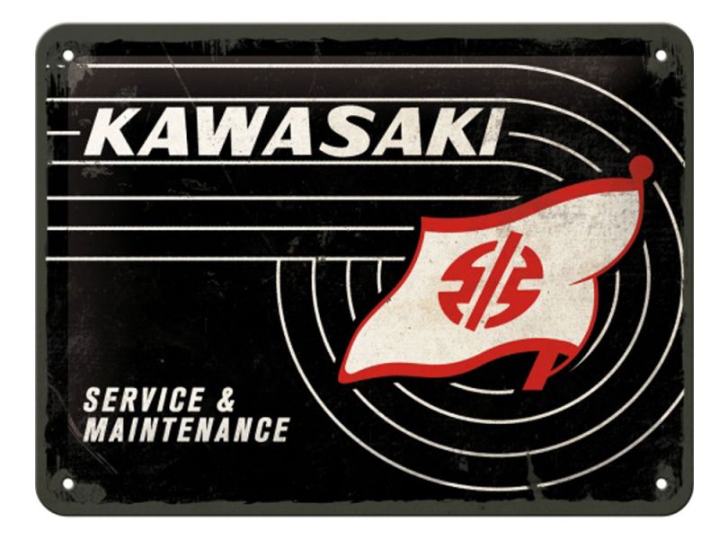 Nostalgic-Arts Kawasaki Tank Logo Plaque de tôle (15x20cm)