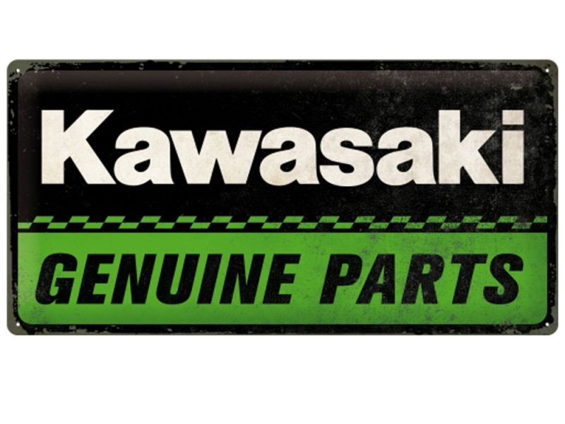 Nostalgic-Arts Kawasaki Genuine Parts Plaque en tôle (25x50cm)