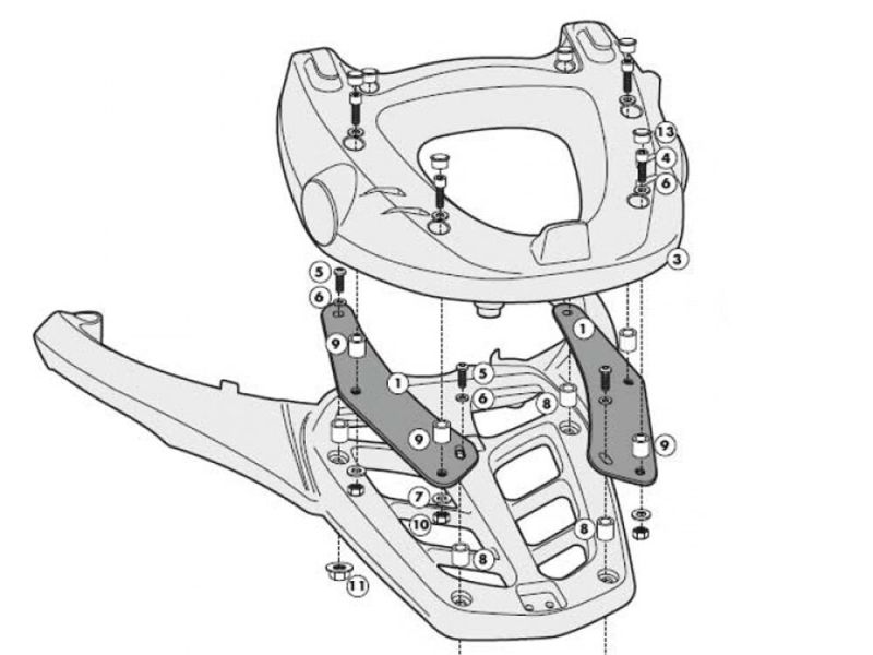 GIVI Monokey SR porte-bagages Yamaha FZ 8 FZ8 Fazer (2010-) T-Max 500 (2008-2011)