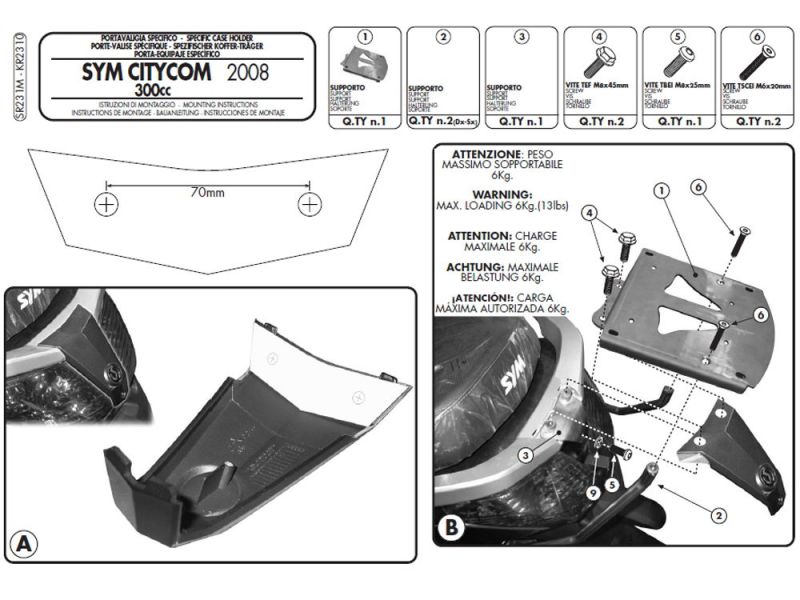 GIVI Monolock SR porte-bagages SYM CityCom 125 / 300 (2008-)