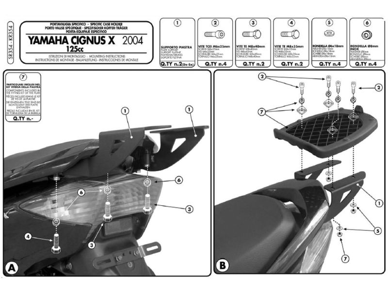 GIVI Monolock SR porte-bagages Yamaha Cygnus X 125 (2004-2009) MBK Flame X 125 (2007-)