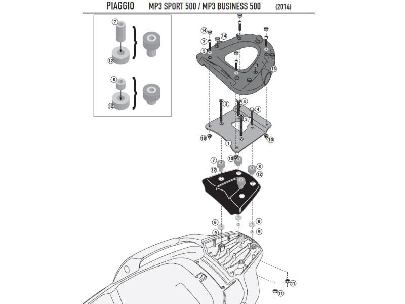 GIVI Monolock SR porte-bagages Piaggio MP3 500ie LT Sport / Business (2014-)