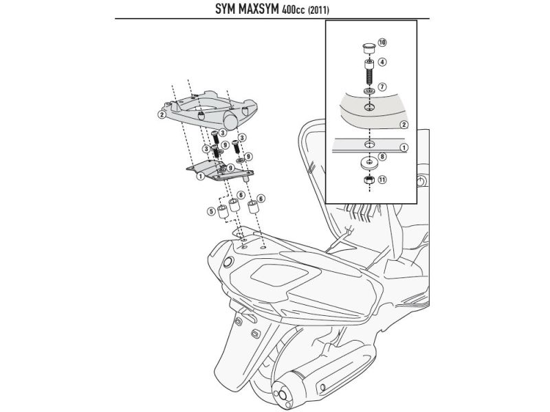 GIVI Monolock SR porte-bagages SYM MaxSym 400 / 600 (2011-)